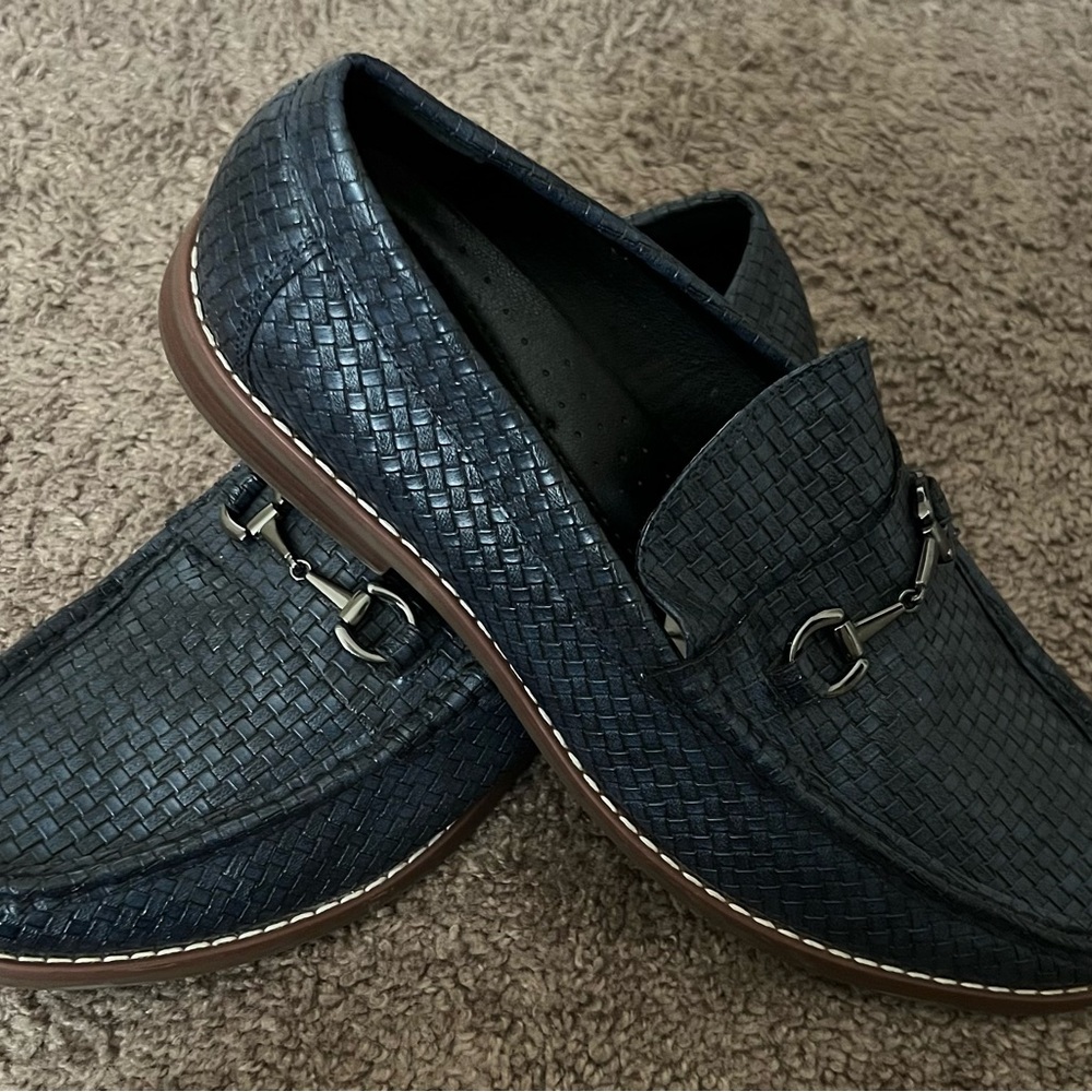 Van Heusen Blue and Brown Loafers with Woven Texture